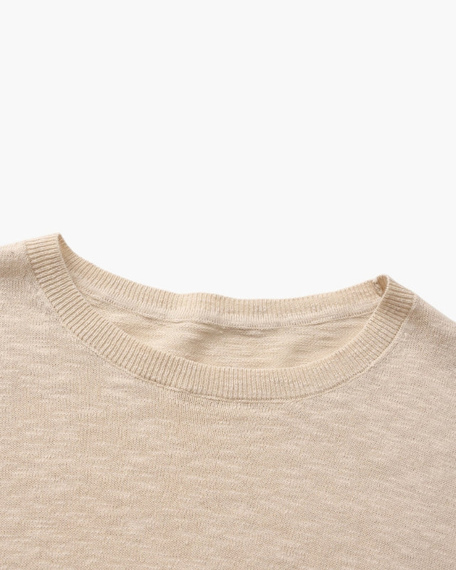 Cuello Redondo Esencial Lino-Algodón – Beige