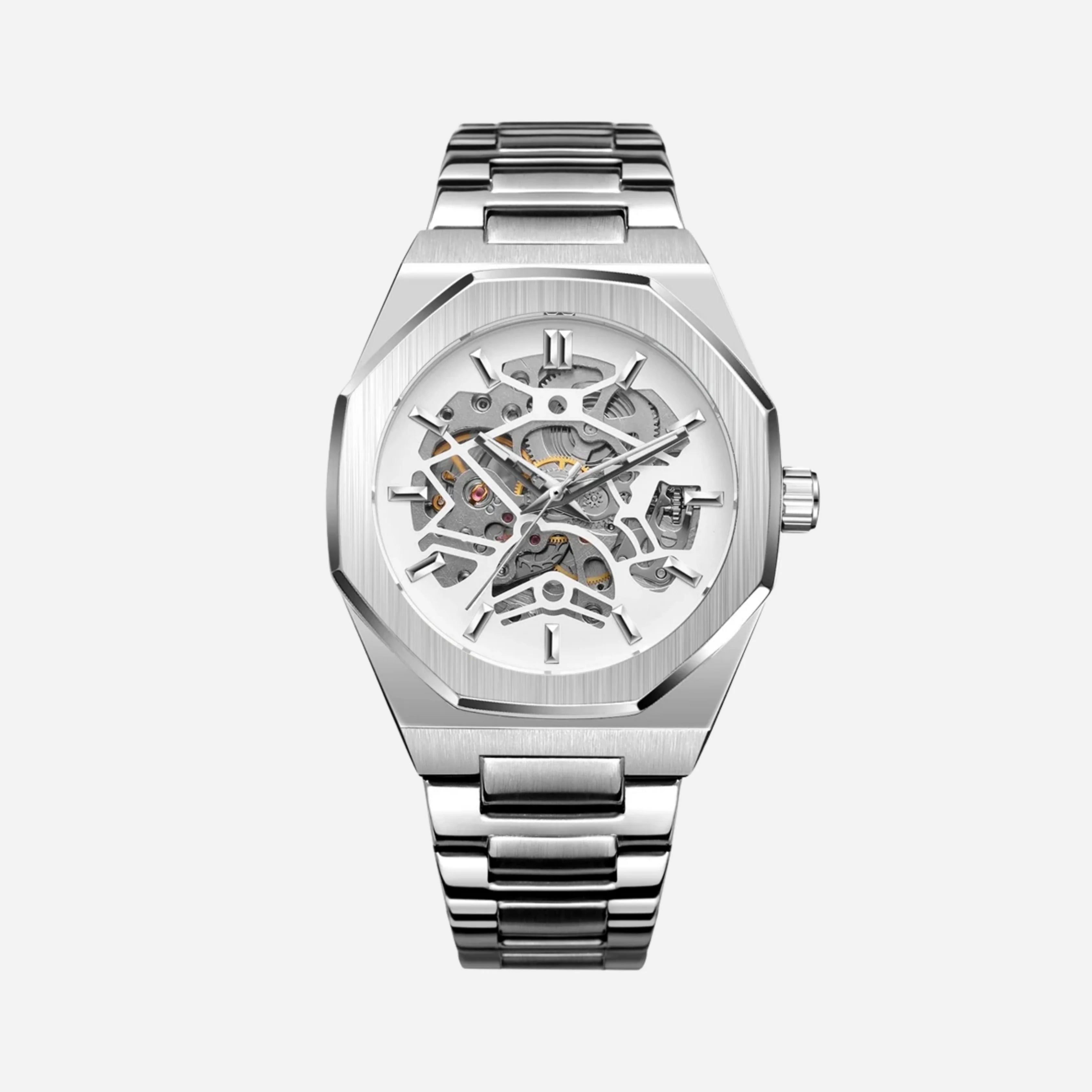 Reloj Automático Skeleton - Plata/Negro