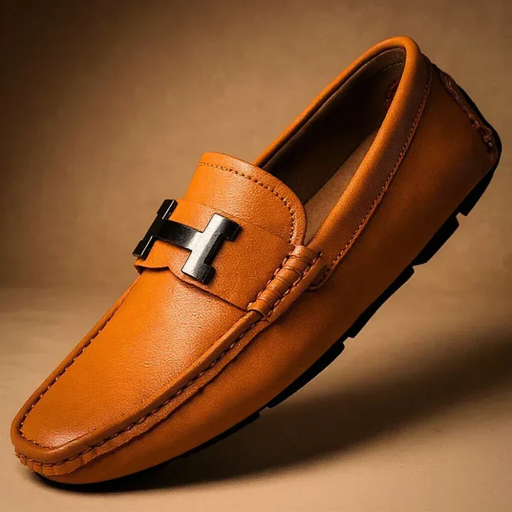 Mocasines Cuero Herraje Metálico - Kaki