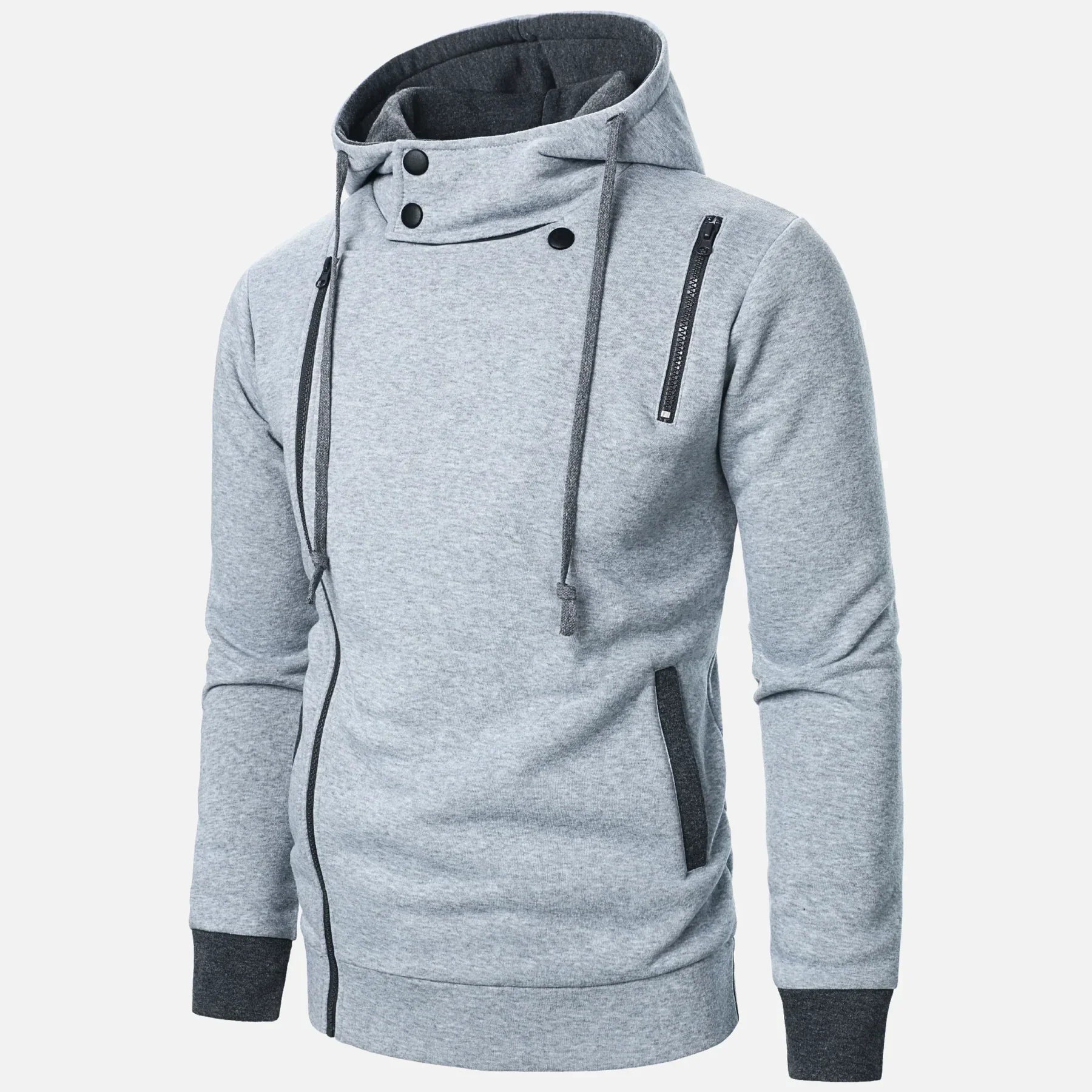 Sudadera con Cremallera Asimétrica Riverton – Gris Claro