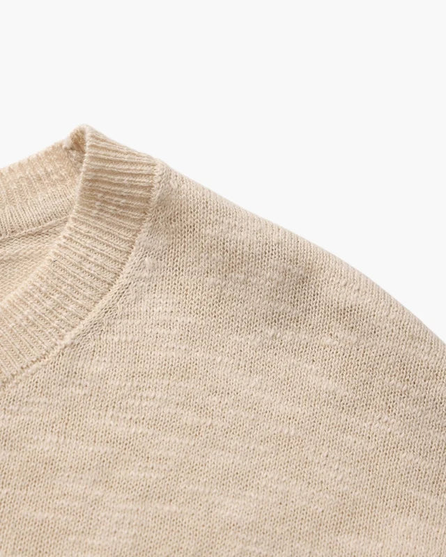 Cuello Redondo Esencial Lino-Algodón – Beige