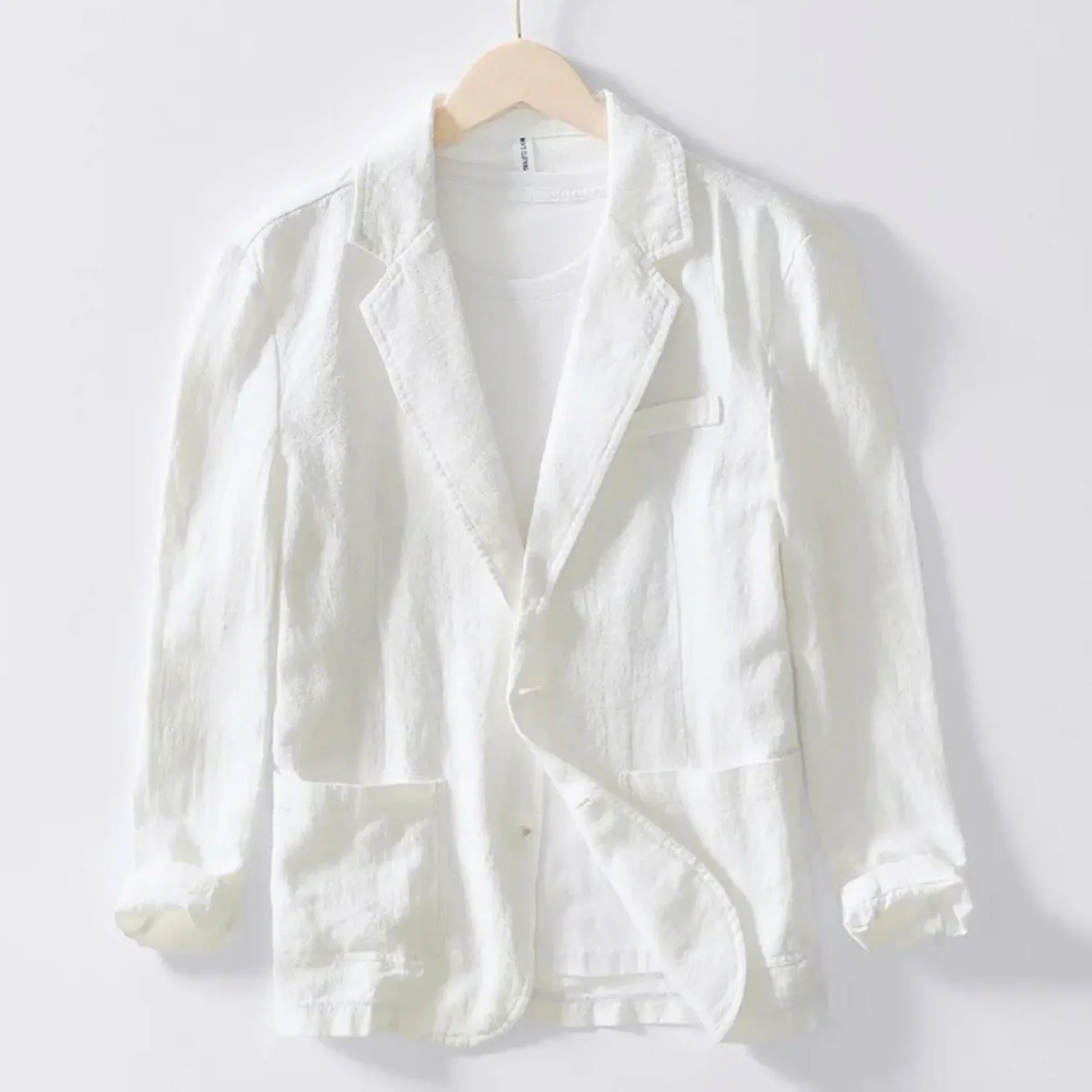 Blazer Slim de Algodón-Lino Westport – Blanco