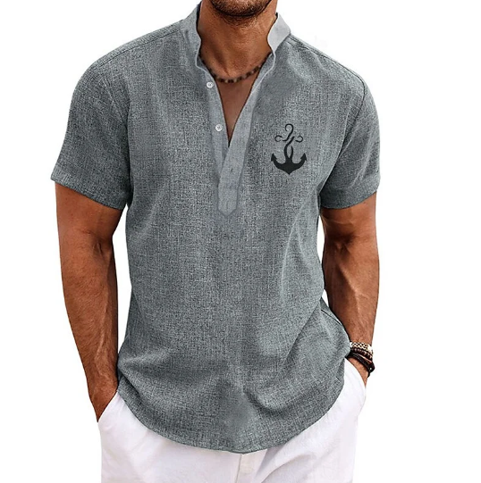 Camisa Casual de Manga Corta - Rojo
