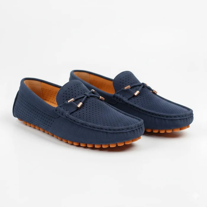 Mocasines Driver Perforados Piel - Gris