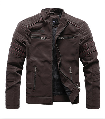 Chamarra Cuero Slim Biker - Marrón