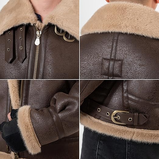 Chamarra Aviator Leon Leather Sherpa