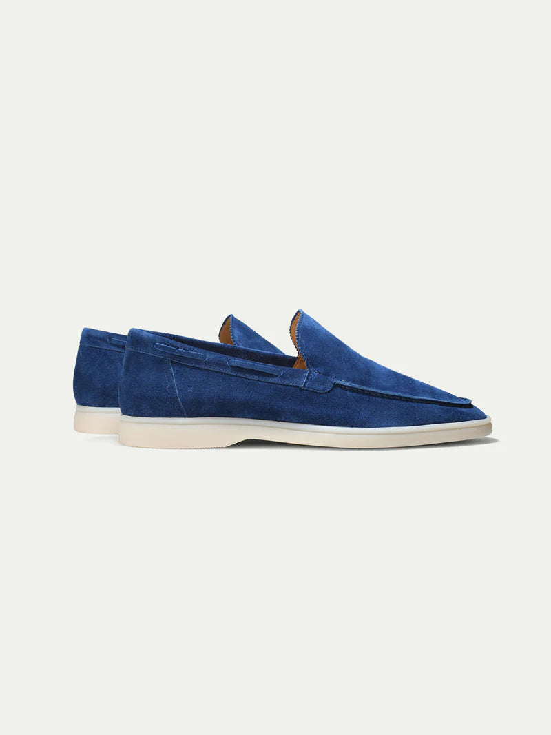 Mocasines de Ante con Suela Clara - Azul