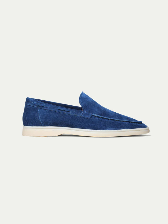 Mocasines de Ante con Suela Clara - Azul