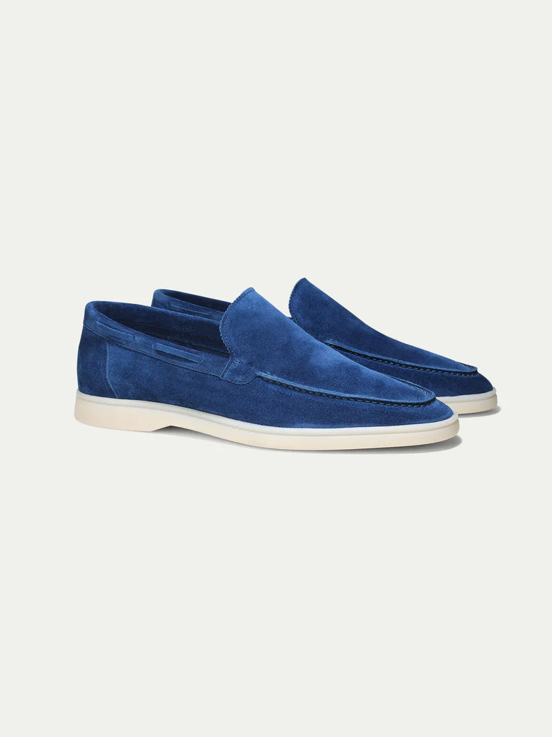 Mocasines de Ante con Suela Clara - Azul