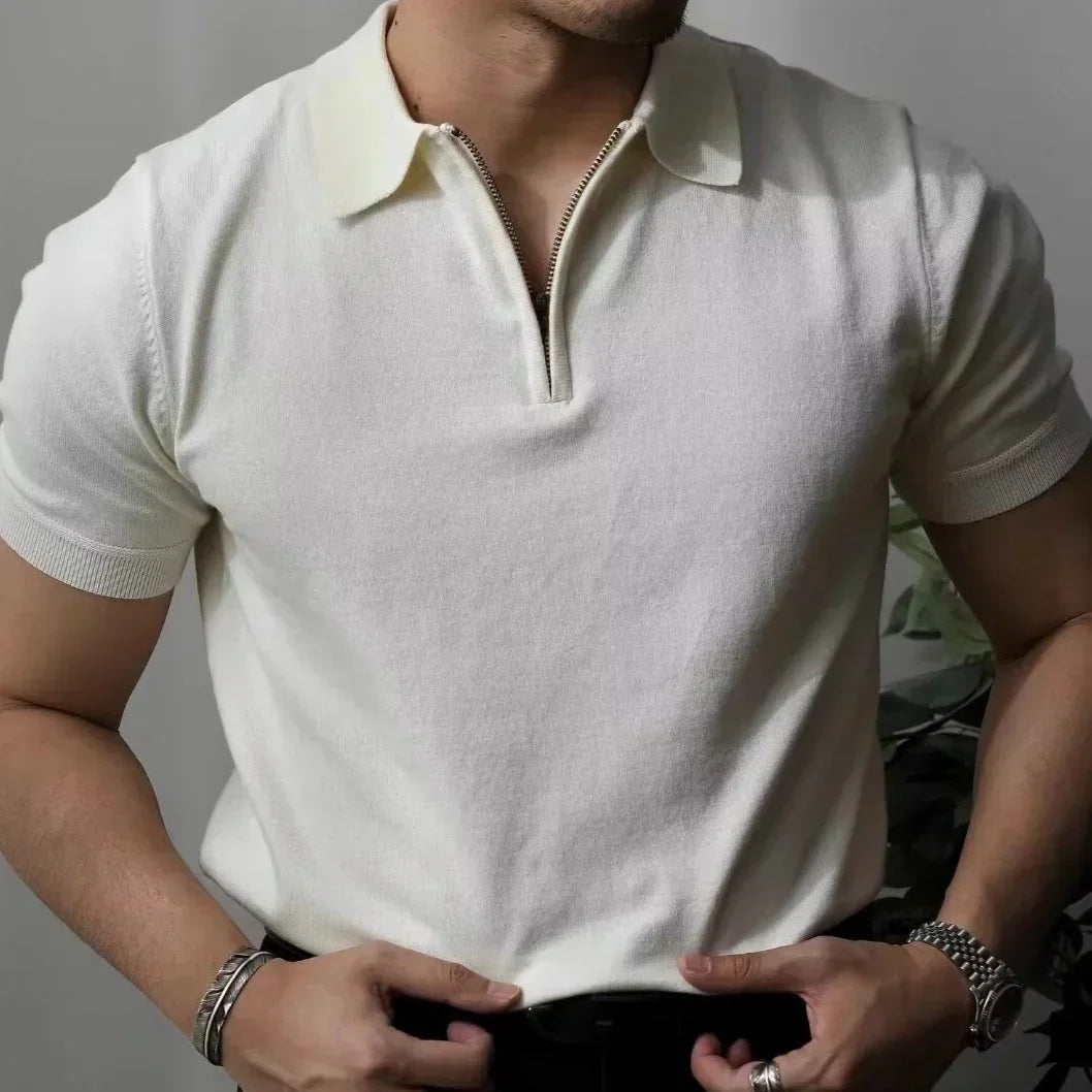 Quarter-Zip Polo Shirt – Blanco