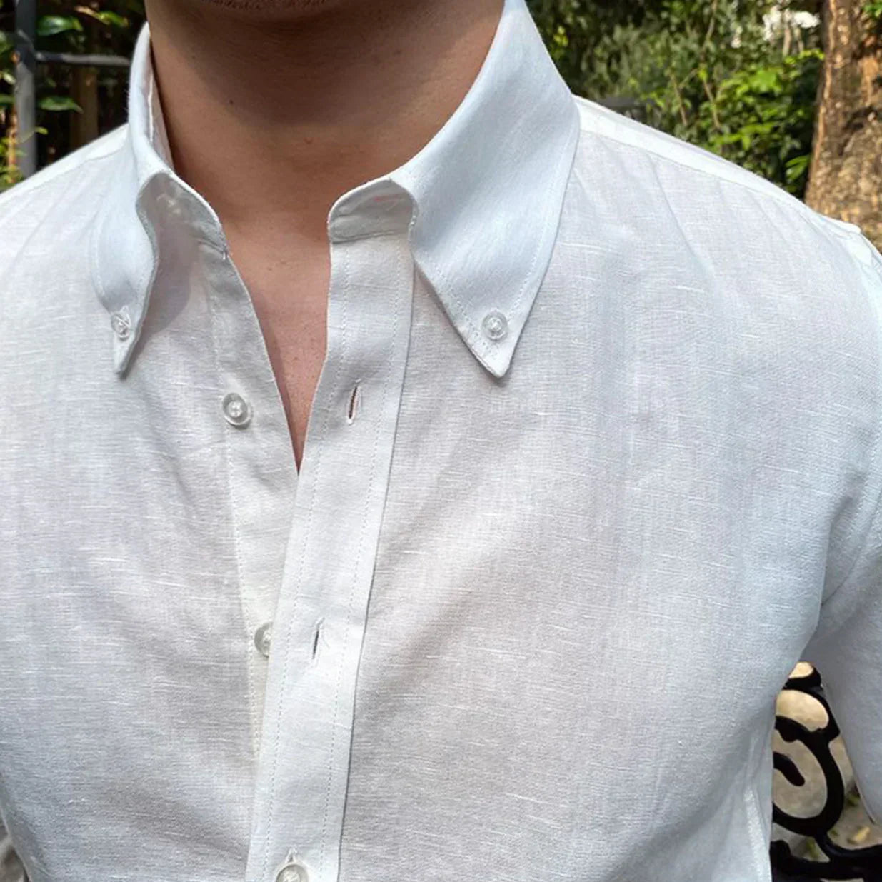 Camisa de Lino con Botones Capri – Blanco