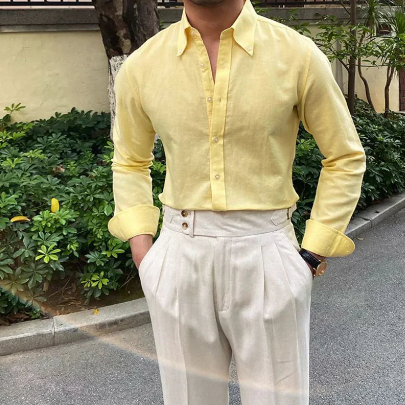 Camisa de Lino con Botones Capri – Amarillo