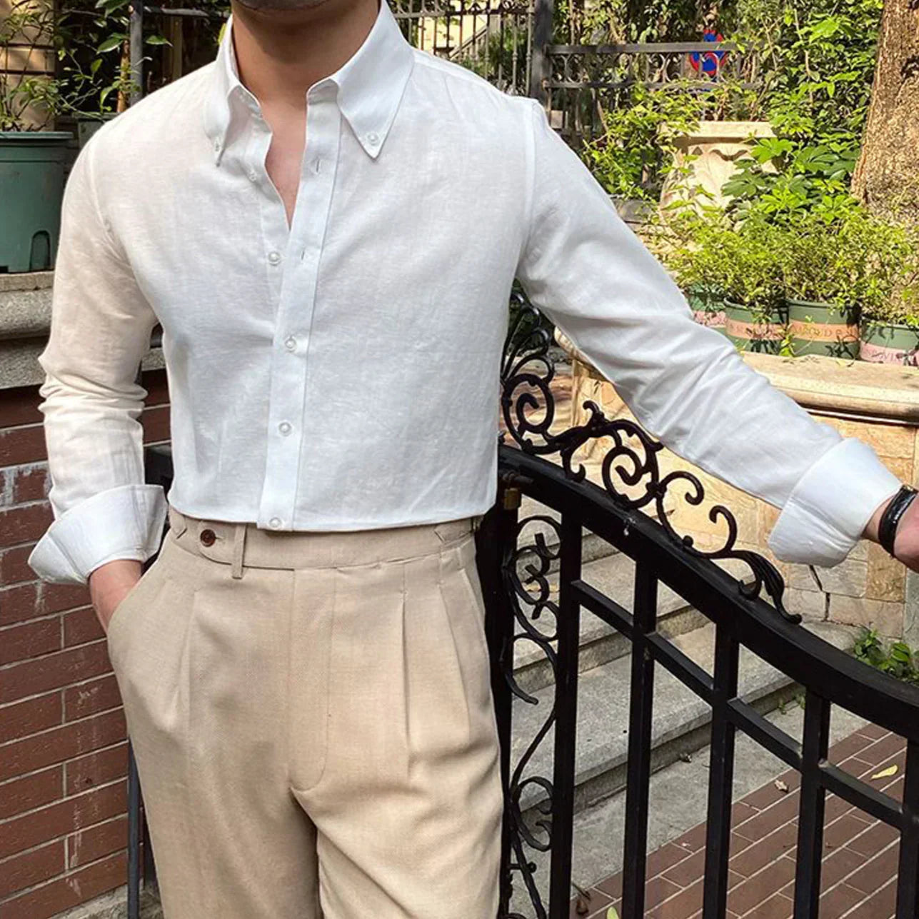 Camisa de Lino con Botones Capri – Blanco