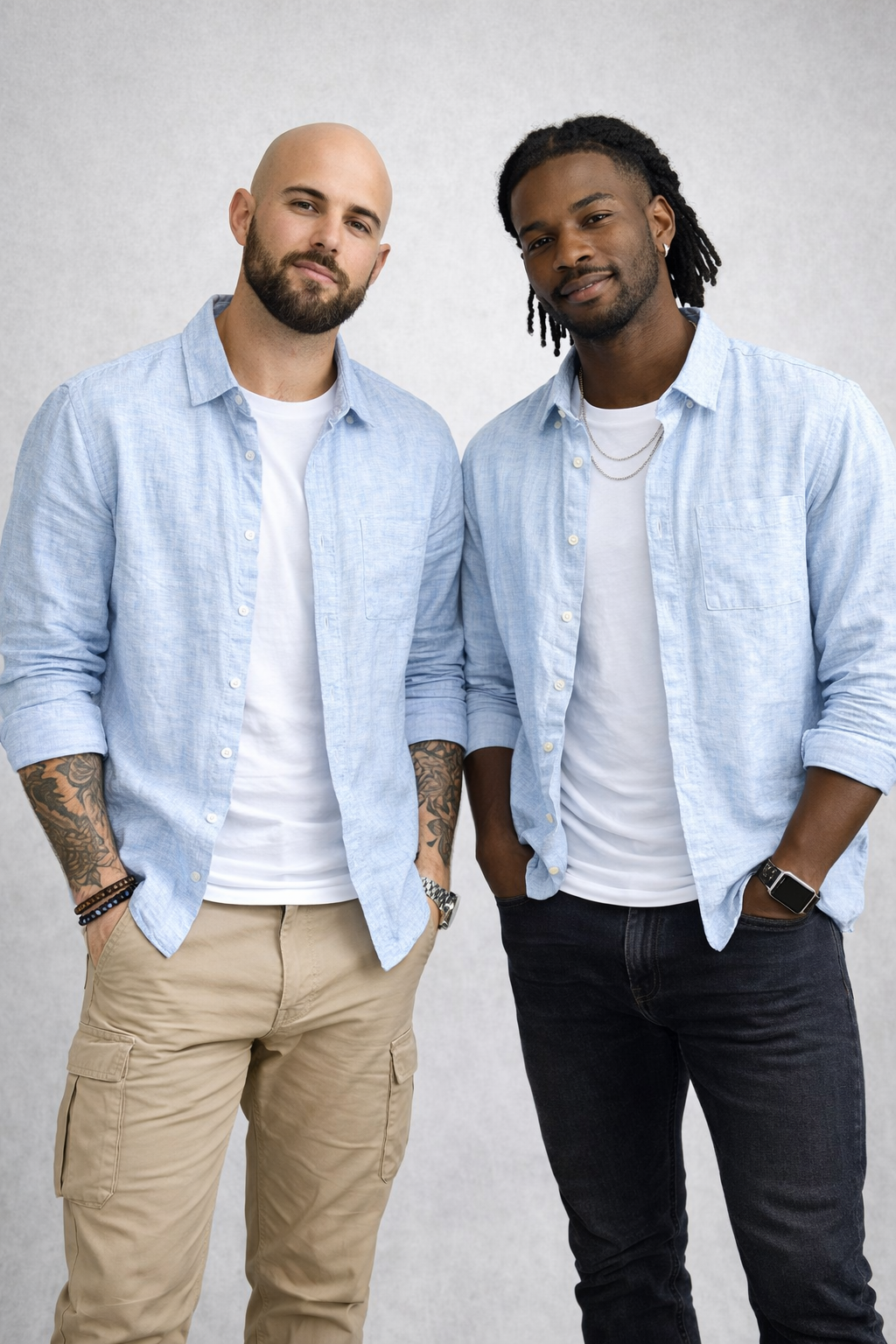 Camisa de Lino Manga Larga Harbor – Azul Hielo