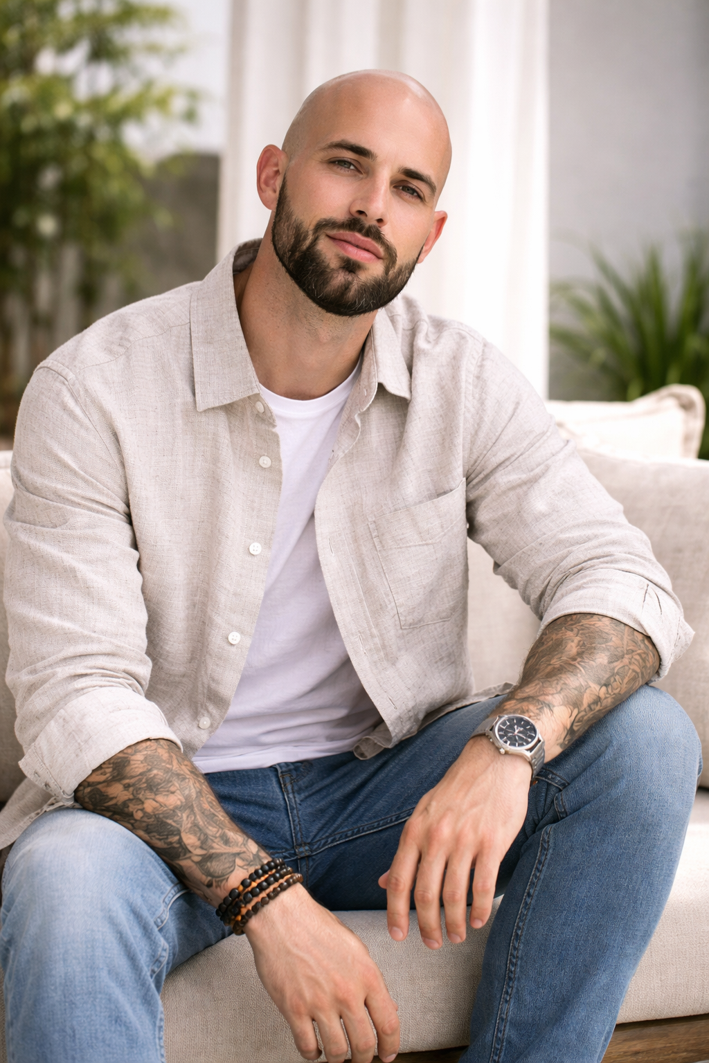 Camisa de Lino Manga Larga Harbor – Beige