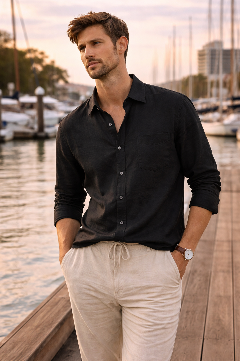 Camisa Linen Breeze – Negro