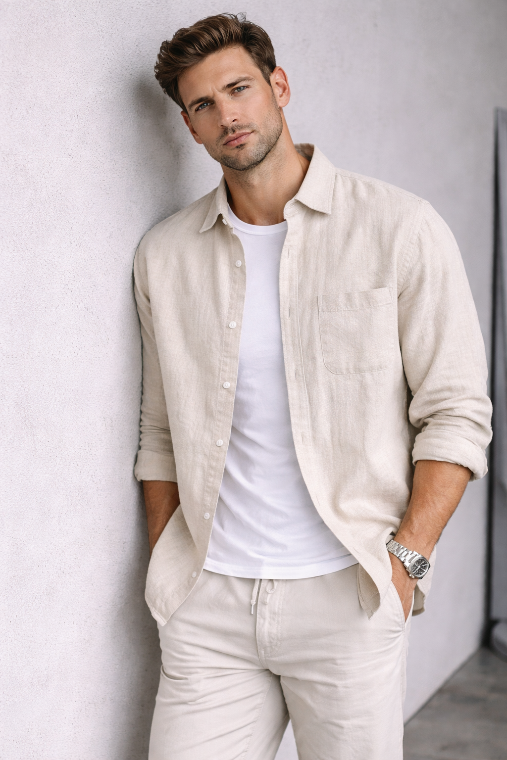 Camisa de Lino Manga Larga Harbor – Beige