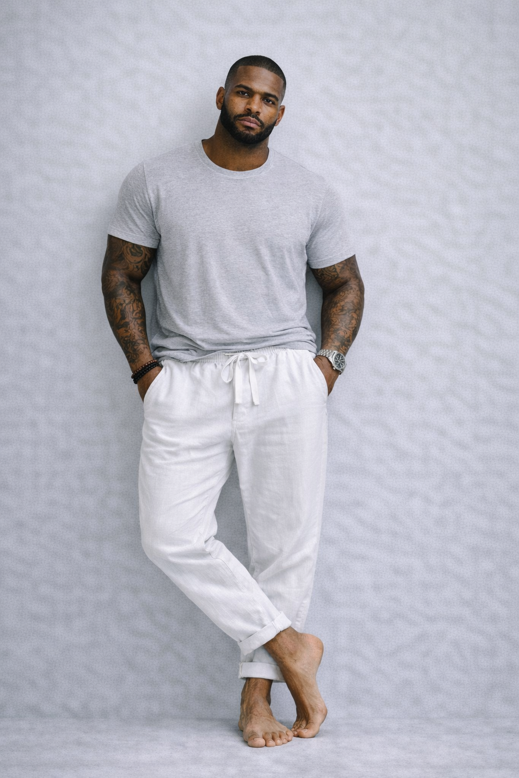 Pantalones con Cordón Urban Blend – Blanco