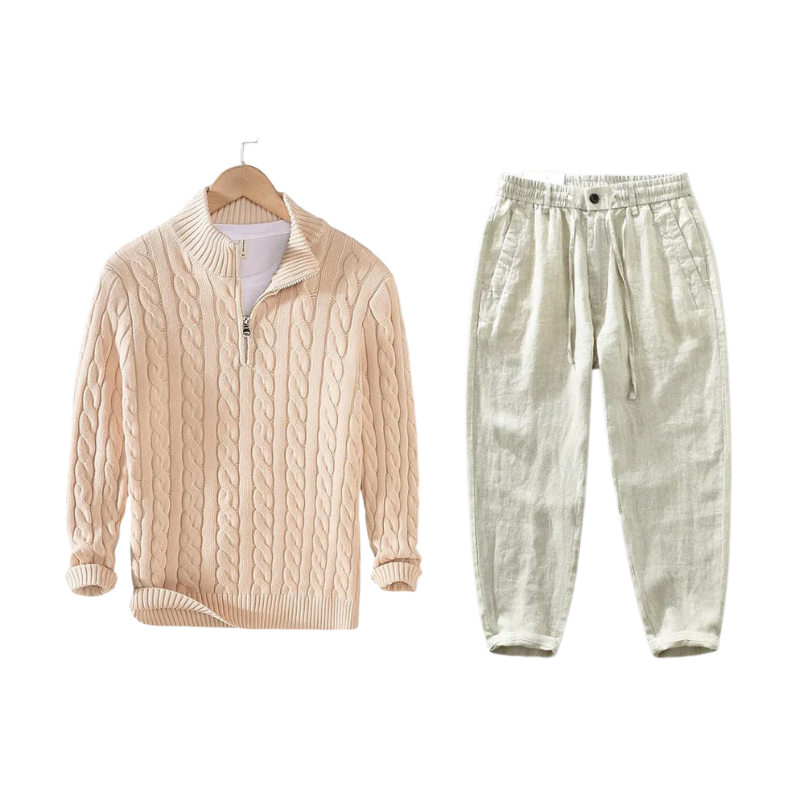 Conjunto Half-Zip de Punto Riviera – Beige