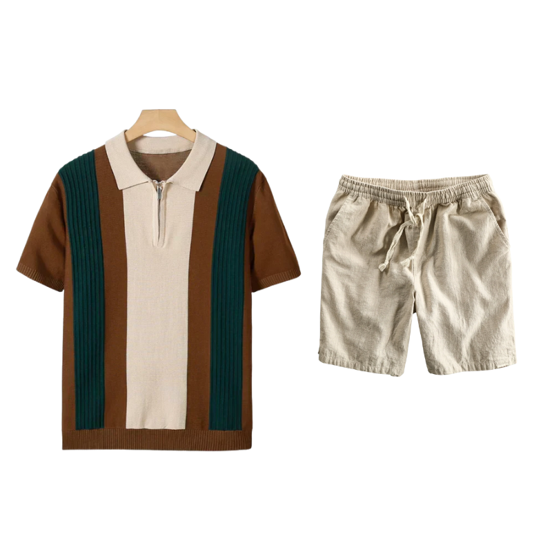 Conjunto Polo Half-Zip Tivoli – Marrón
