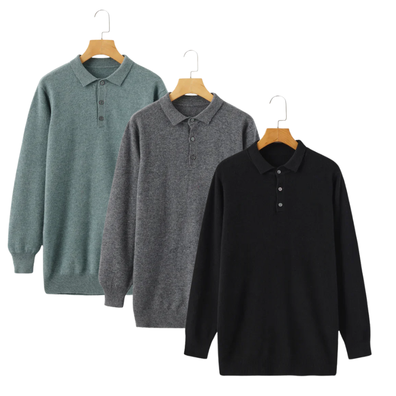 Suéter Polo de Cachemira – Trio Set