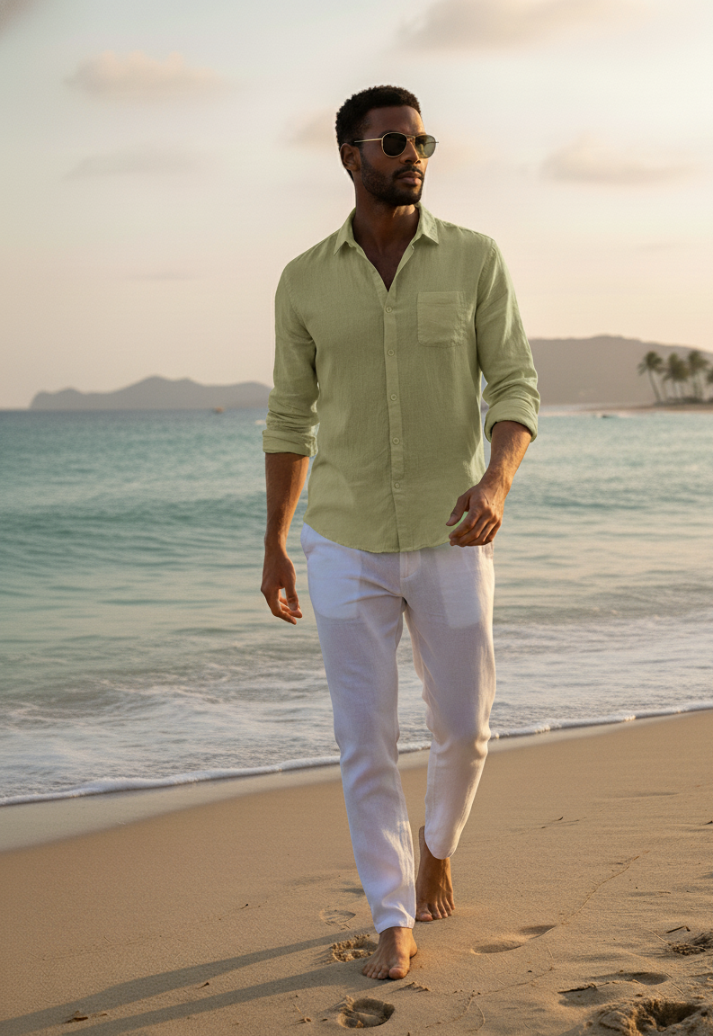 Camisa Linen Breeze – Verde Menta