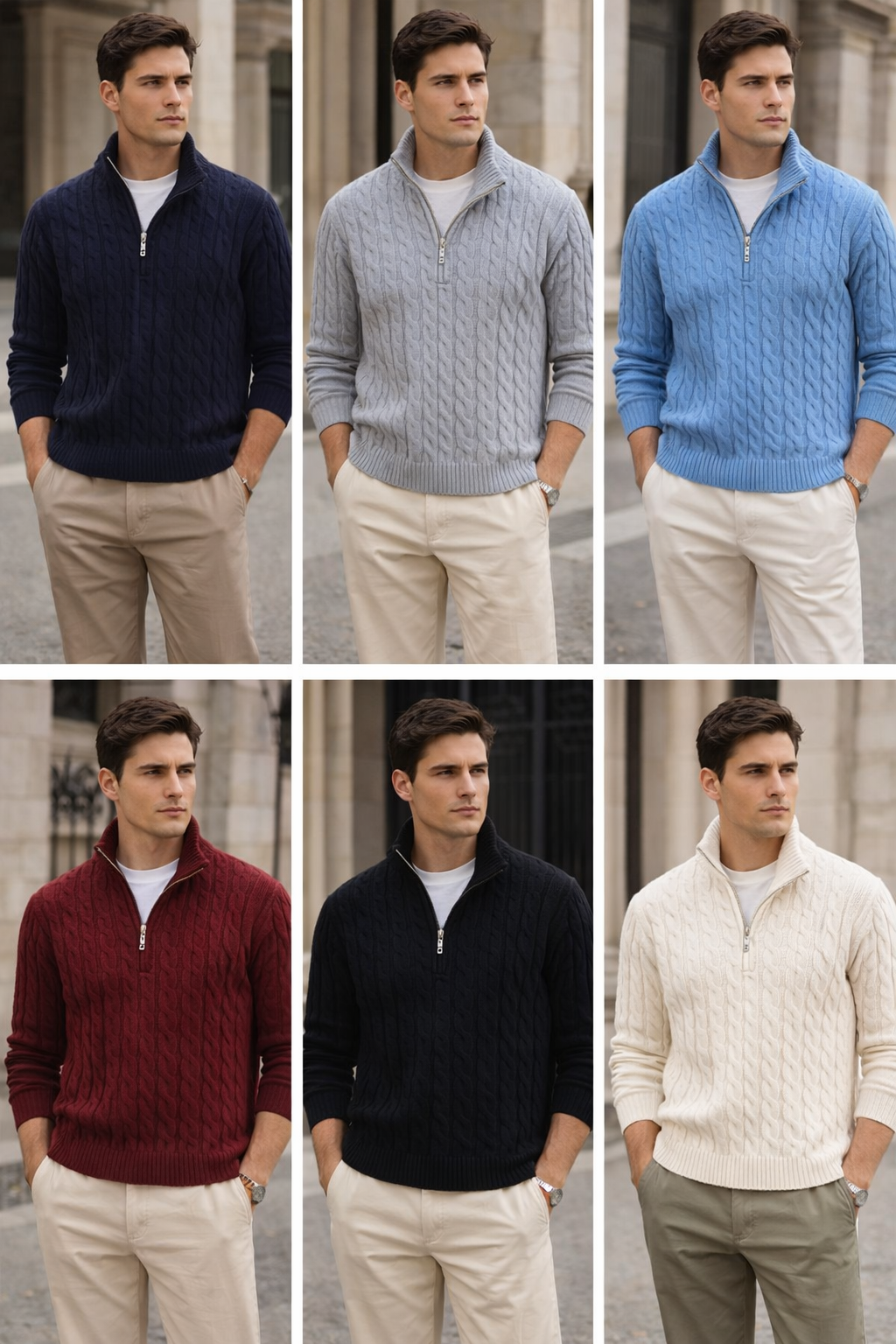 Suéter de Cable Half-Zip