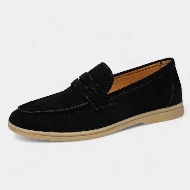 Old Money Gamuza Mocasines - Negro