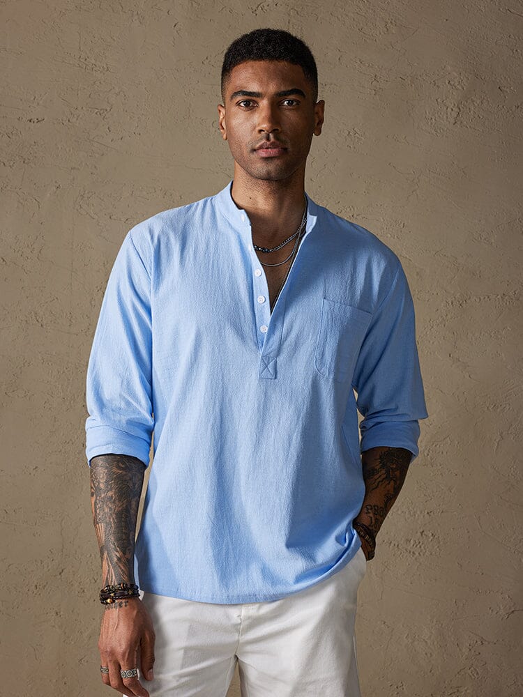 Camisa de Lino con Botones - Blanco