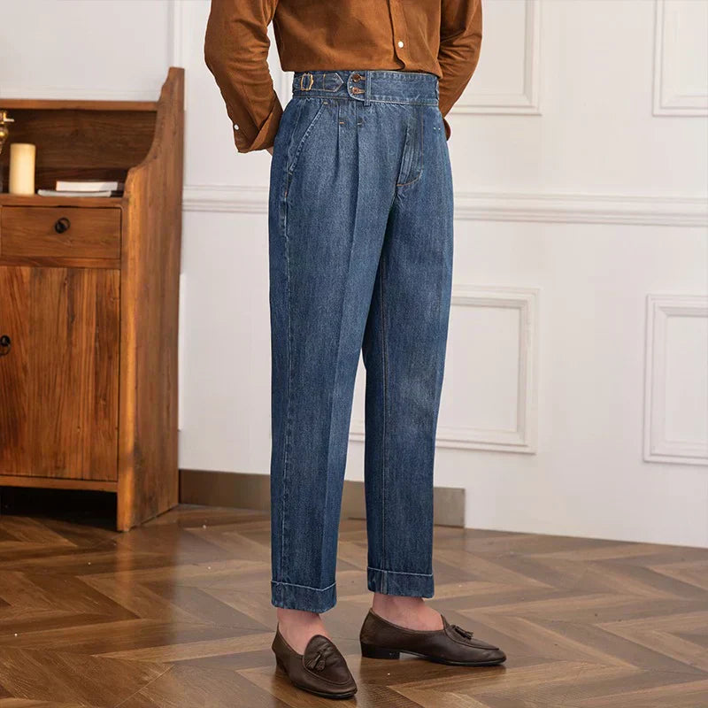 Pantalones de Mezclilla Confeccionados – Azul Denim