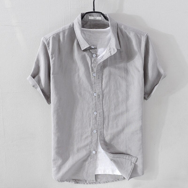 Camisa de Algodón-Lino Manga Corta Cove – Gris