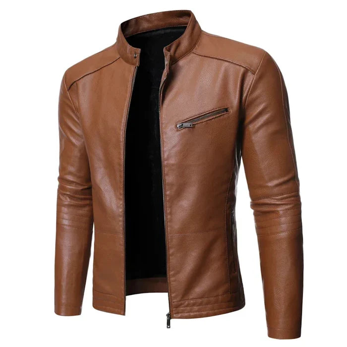 Chaqueta de Cuero Slim - Marrón