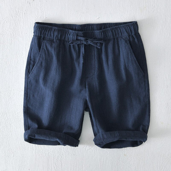 Lino Coastal Breeze – White Shirt + Navy Blue Linen Shorts Set