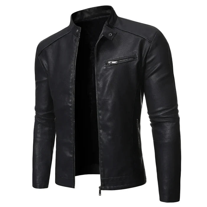 Chaqueta de Cuero Slim - Verde Militar