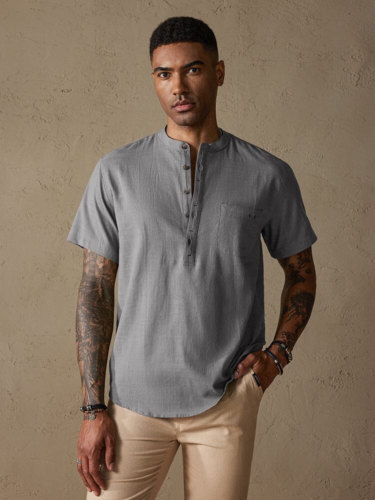 Camisa de Lino con Botones - Verde