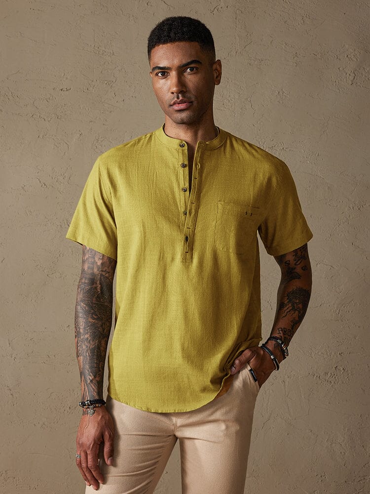 Camisa de Lino con Botones - Cúrcuma