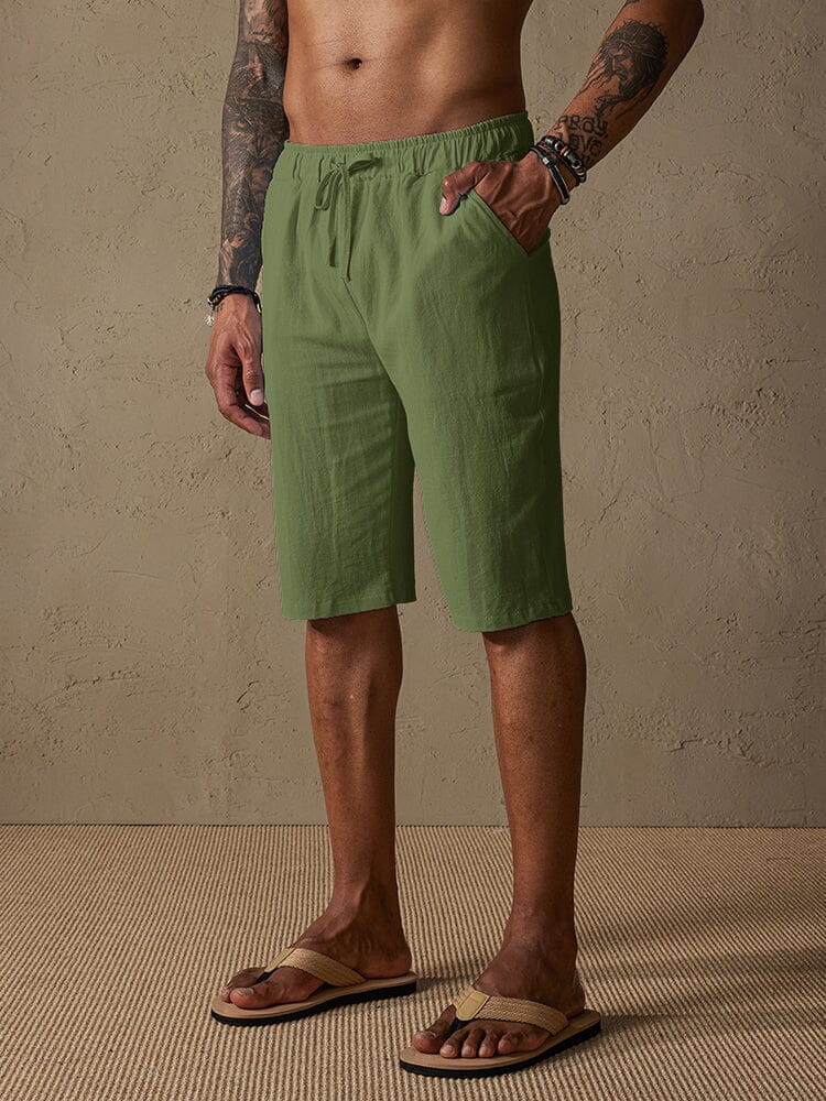 Shorts Rectos con Cordón - Verde militar