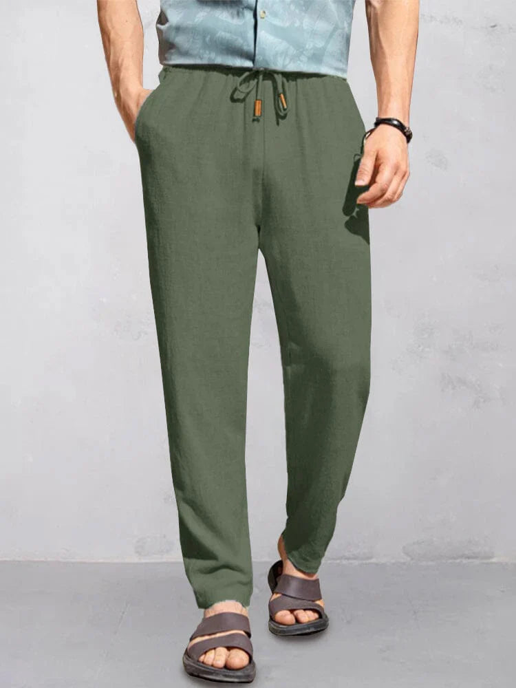 Pantalones de Lino Rectos - Negro