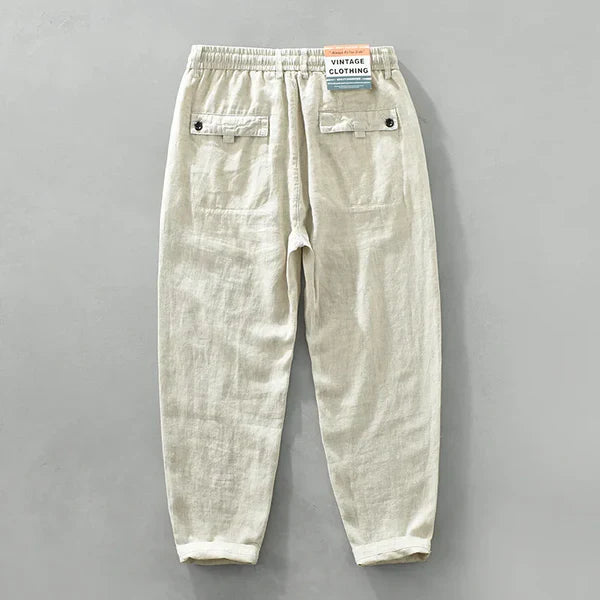 Pantalones de Lino con Cordón Breeze – Beige Natural