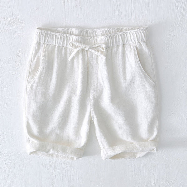 Lino Coastal Breeze – Blue Linen Shirt + White Linen Shorts Set