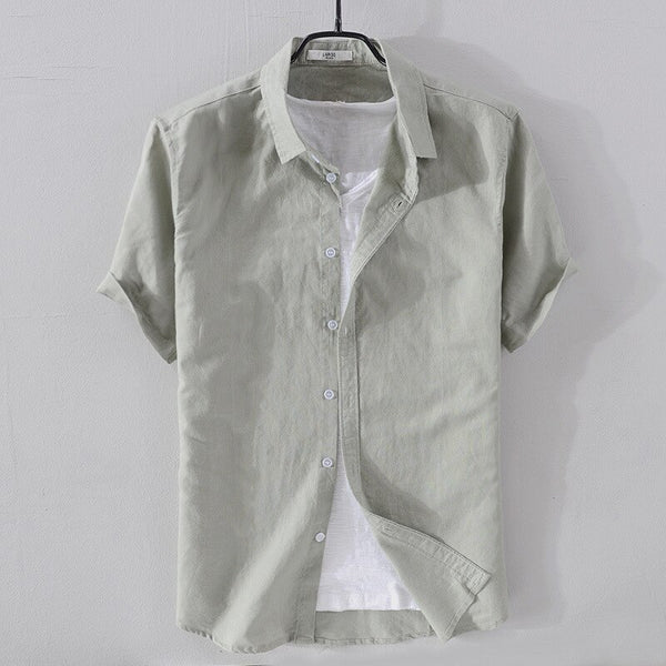 Camisa de Algodón-Lino Manga Corta Cove – Verde Claro