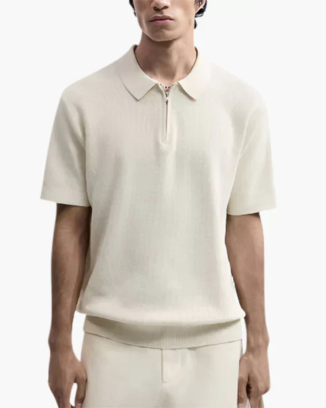 Polo con Cremallera Cannes – Blanco