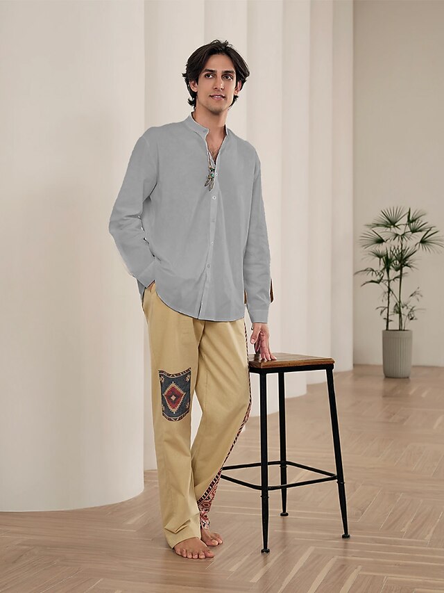 Camisa Linen Core de Manga Larga - Gris