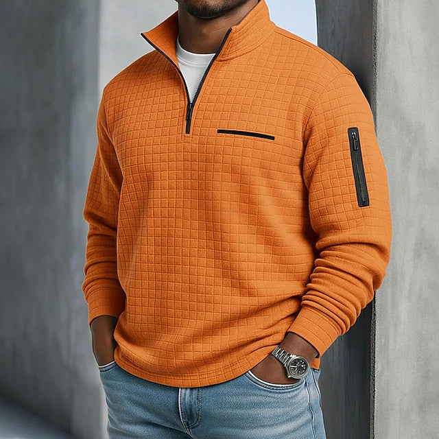 Polo Waffle Quarter Zip Active Field - Naranja