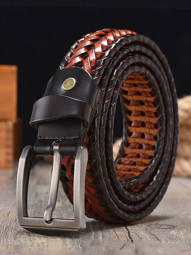 Cinturón Trenzado de Piel Heritage - Marrón
