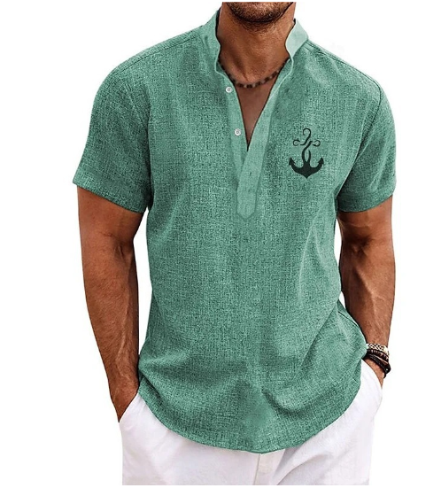 Camisa Casual de Manga Corta - Rojo