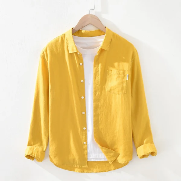 Camisa de Lino Manga Larga Harbor – Amarillo Girasol