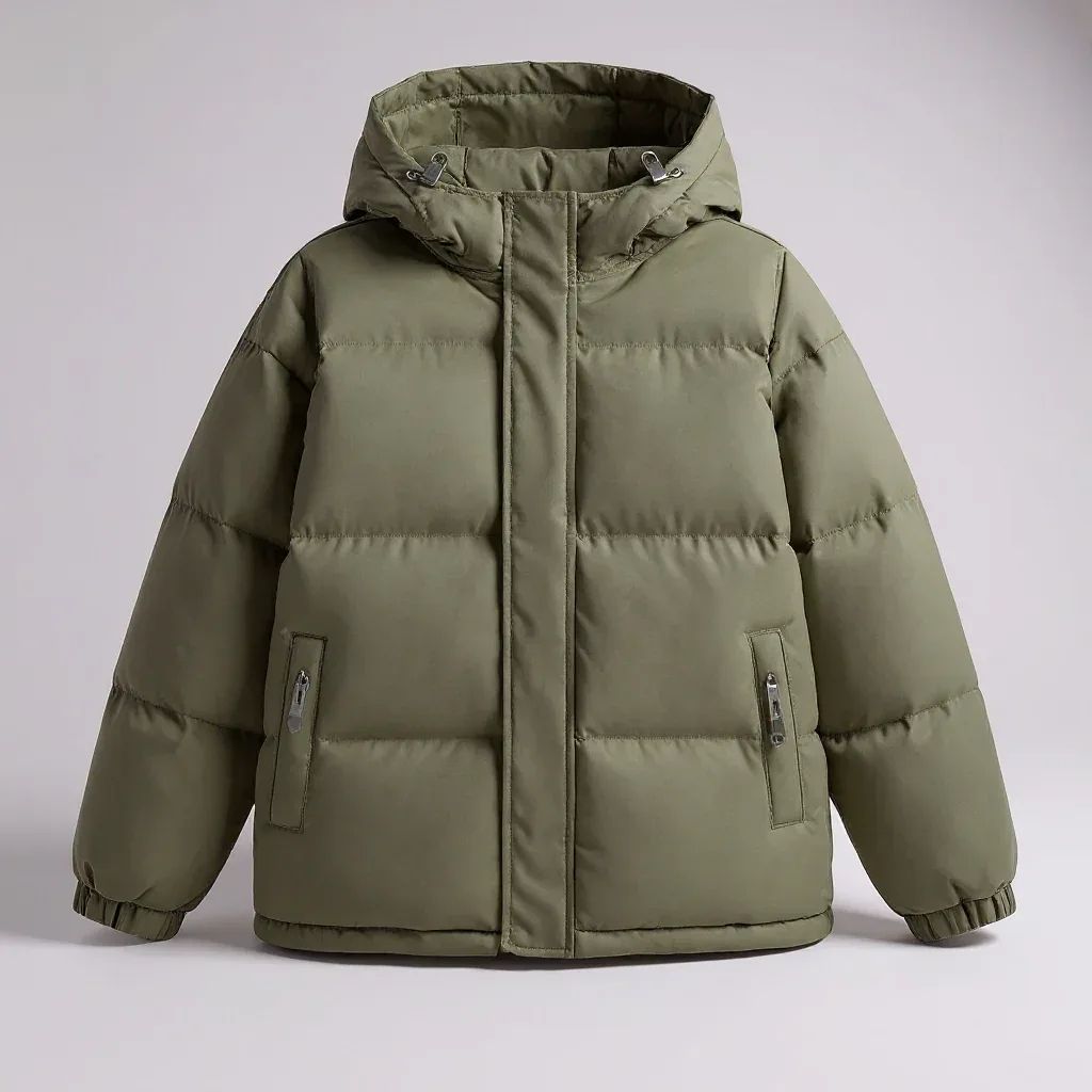Chamarra Puffer Core de Ajuste Elástico - Gris