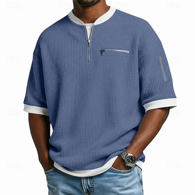 Camiseta Waffle Zip Urban Edge - Azul marino