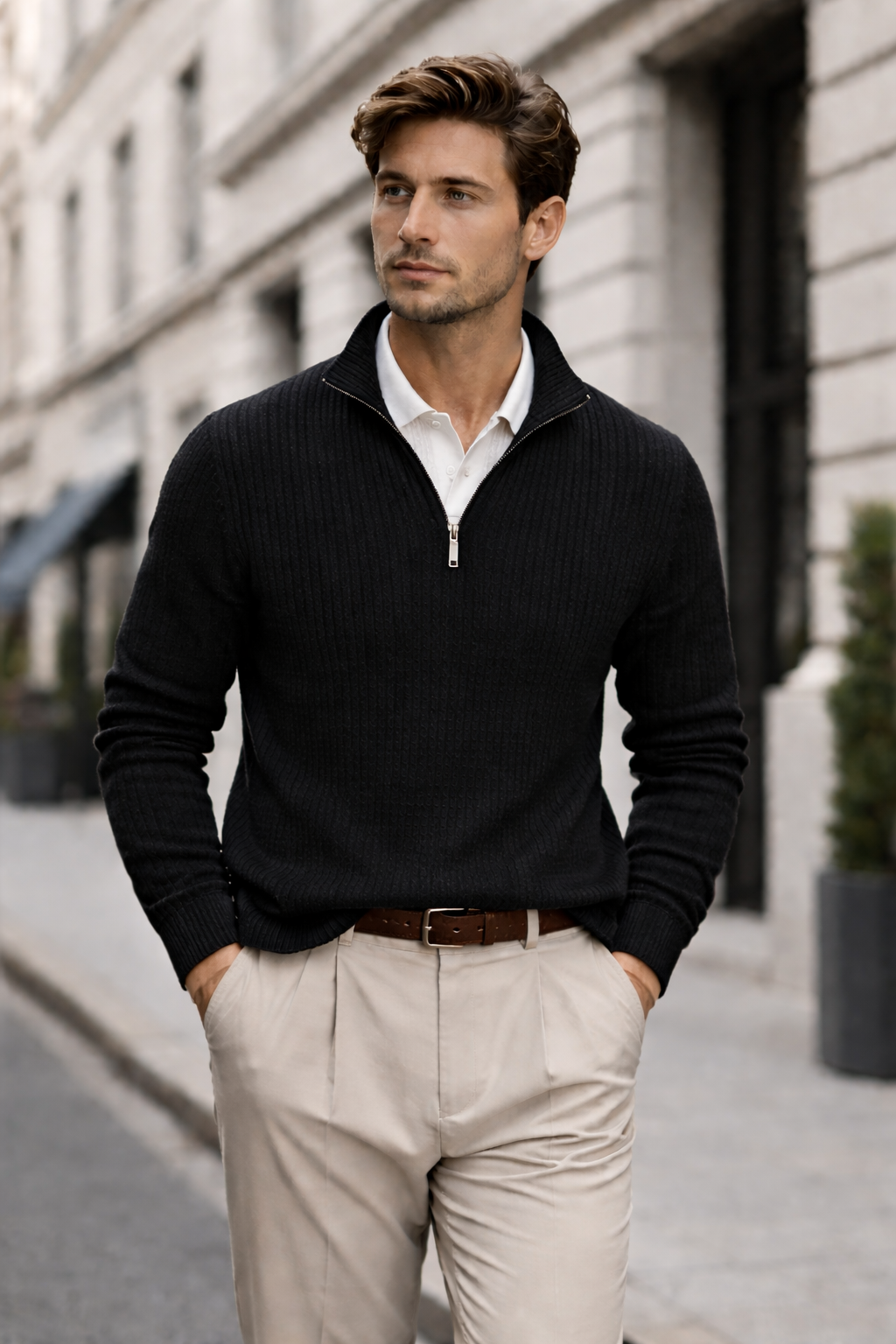 Combo Esencial de Punto (Half-Zip y Polo)